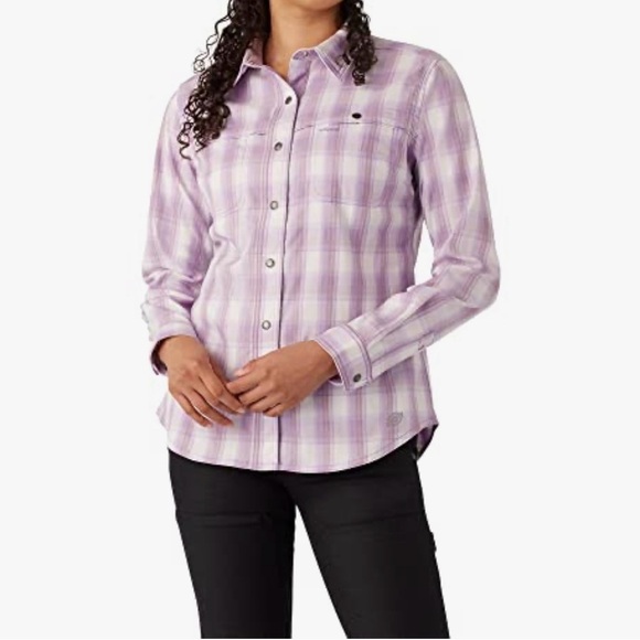 Dickies Lavender Plaid Button-Down Shirt - Picture 11 of 12